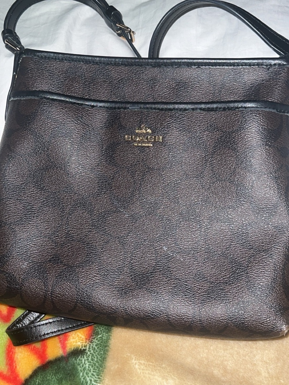 Coach Black Leather Crossbody with Gold Hardware